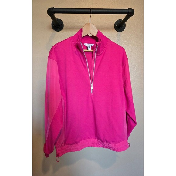 Athleta triumph Hybrid Half Zip Sweatshirt Hot Pink Barbiecore Size Medi… - Picture 3 of 10